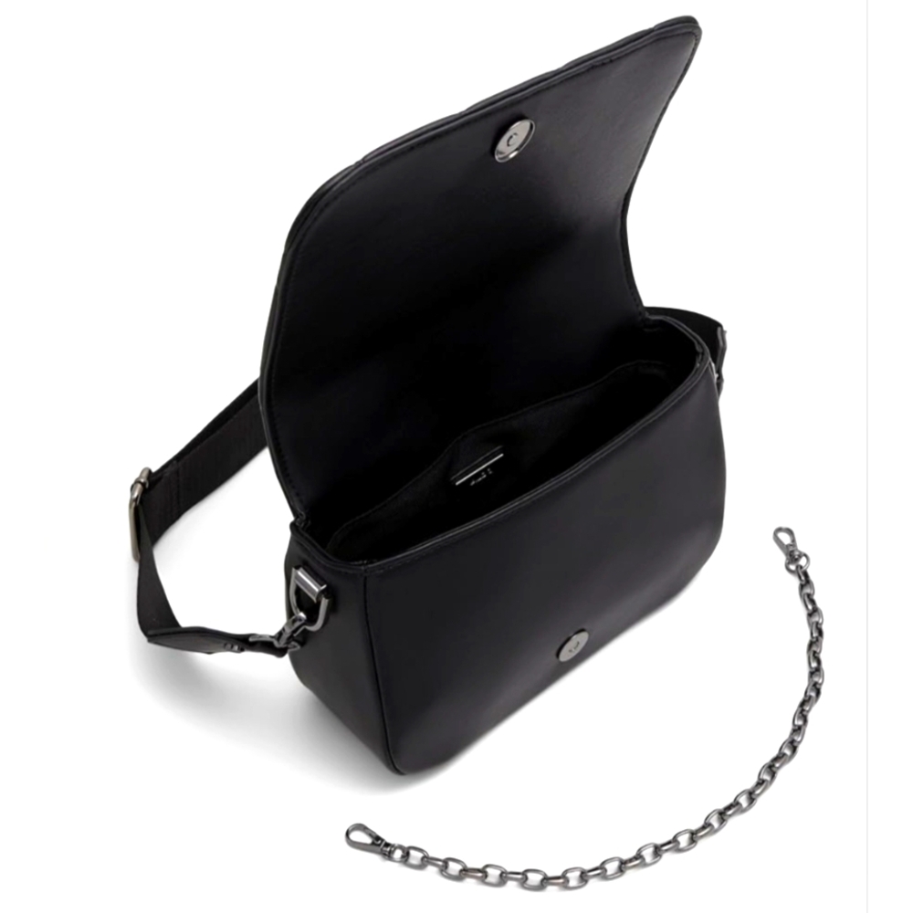 ALDO QUILTED BLACK CROSSBODY/HANDBAG WITH SILVER ACCENTS. NWT - Picture 3 of 4